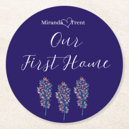 Moderner Navy Blue Housewarming Untersetzer