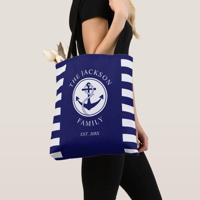 Moderner Navy Blue Nautical Anchor Tasche (Von Nahem)