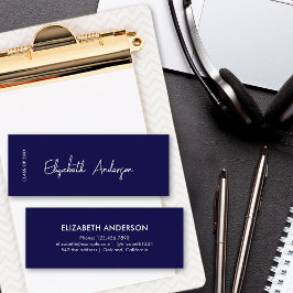 Moderner Navy Blue White Graduate Student Abschlus Telefonnummerkarte