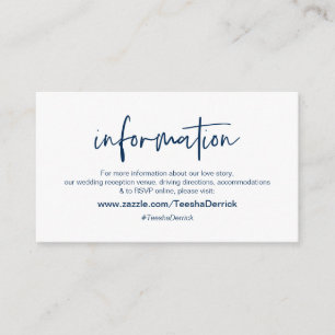 Moderner Navy lässiger Eleganz Schriftart, Hochzei Begleitkarte