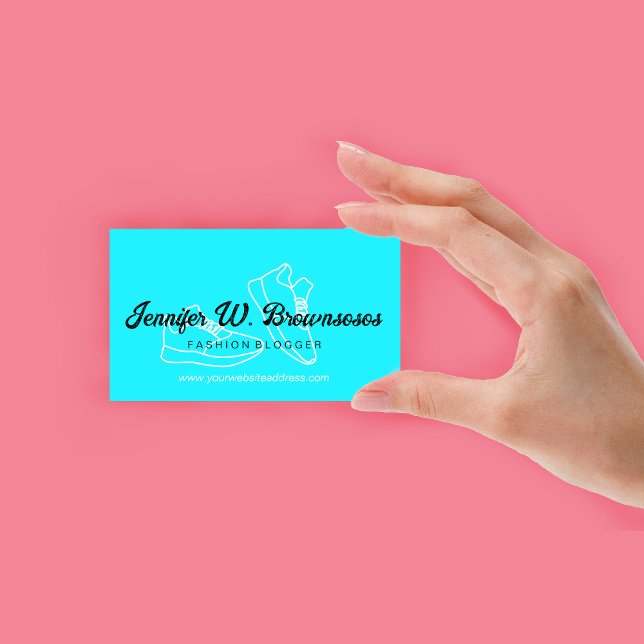 Moderner Neon Aquamarin Line Art Sneaker Visitenkarte (Modern Neon Teal Line Art Sneaker Business Card)