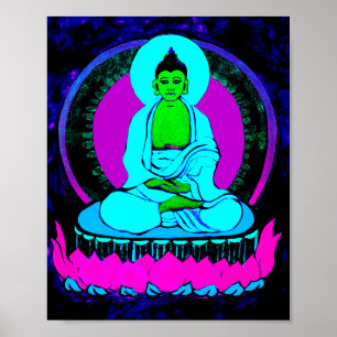 Moderner Neon Buddha Poster