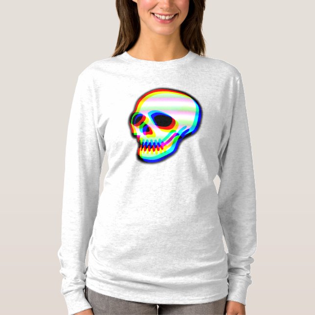 Moderner Neon Skull Illustration T - Shirt (Vorderseite)