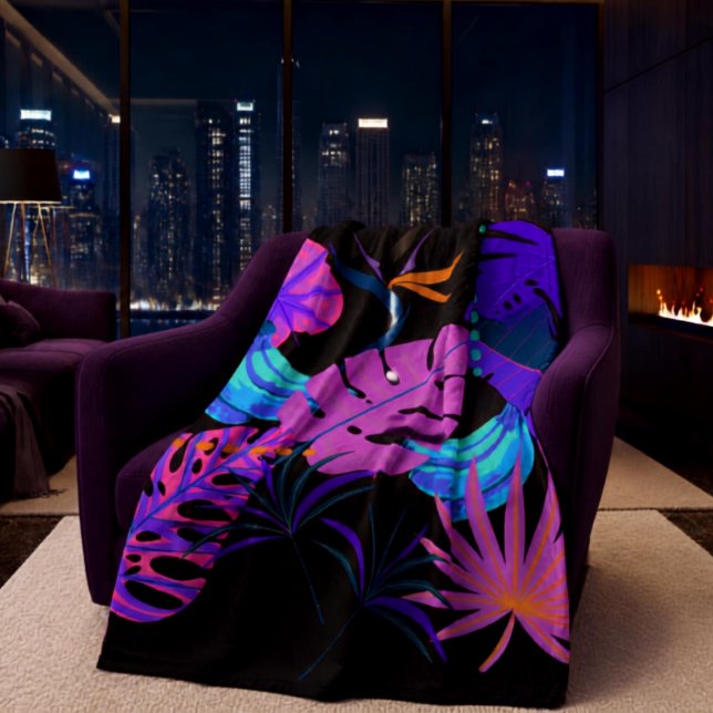 Moderner Neon Tropenwald Fleecedecke (Von Creator hochgeladen)