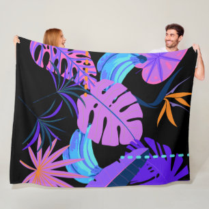 Moderner Neon Tropenwald Fleecedecke