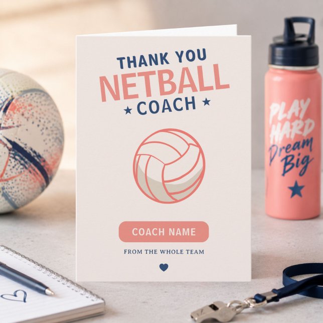 Moderner Netball-Team-Spieler-Trainer Dankeskarte (Von Creator hochgeladen)