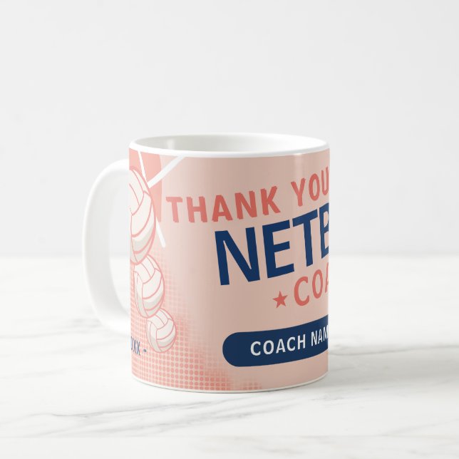 Moderner Netball-Teamspieler-Trainer Kaffeetasse (Vorderseite Links)