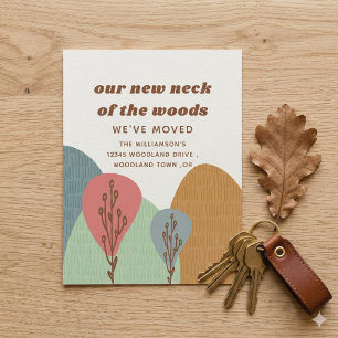 Moderner neuer Neck des Woods Boho Neue Adresse Ankündigungspostkarte