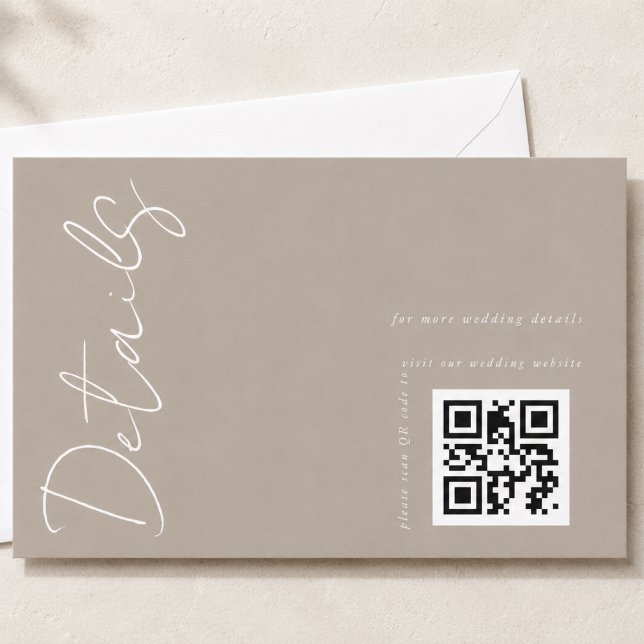 Moderner neutraler QR-Code für Hochzeiten Begleitkarte (Von Creator hochgeladen)