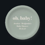Moderner Niedlich Sage Green Baby Dusche Individue Pappteller<br><div class="desc">Moderne Niedlich Sage Green Baby Dusche Individuelle Name Teller</div>