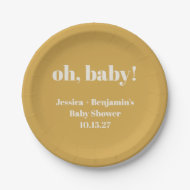 Moderner Niedlicher Dusty Yellow Baby Dusche Indiv Pappteller