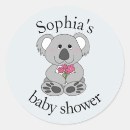 Moderner Niedlicher Koala Bären Cartoon Name Baby  Runder Aufkleber