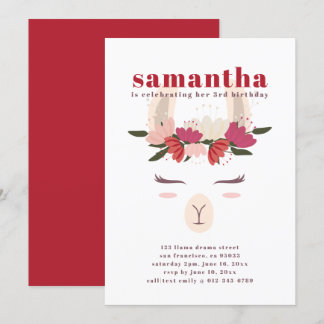 Moderner Niedlicher Llama Geburtstag Einladung