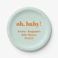 Moderner Niedlicher Mint Orange Baby Dusche Indivi