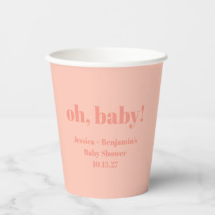 Moderner Niedlicher Peach Baby Dusche Individuelle Pappbecher