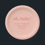 Moderner Niedlicher Peach Baby Dusche Individuelle Pappteller<br><div class="desc">Moderne Niedliche Peach Baby Dusche Individuelle Name Papierfächer Teller</div>