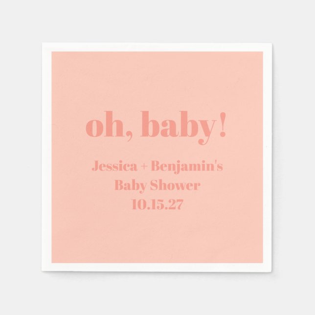 Moderner Niedlicher Peach Baby Dusche Individuelle Serviette (Vorderseite)
