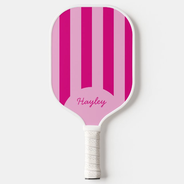 Moderner Niedlicher Rosa Streifen Individuelle Nam Pickleball Schläger (Vorderseite)