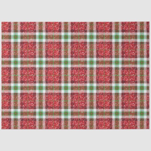 Moderner Niedlicher Roter und Grüner Karierter Gli Seidenpapier (Vorderseite)