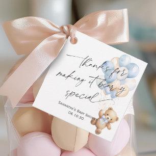 Moderner Niedlicher Teddybär mit Balloons-Dusche Geschenkanhänger