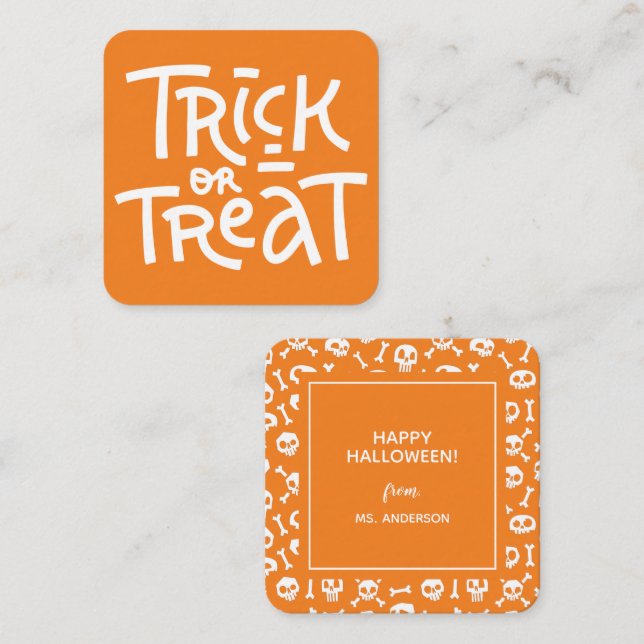 Moderner Niedlicher Typografie-Trick oder -Treaten Begleitkarte (Vorne/Hinten)