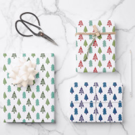 Moderner Niedlicher Weihnachtsbaum Geschenkpapier Set