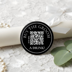 Moderner Noir Kauf dem Bräutigam ein Getränk QR Co Button