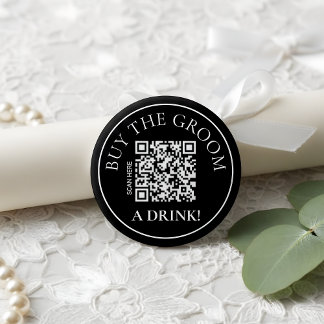 Moderner Noir Kauf dem Bräutigam ein Getränk QR Co Button