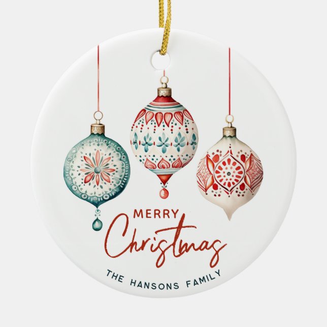 Moderner nordischer Stil frohe Weihnachten Keramik Ornament (Vorne)
