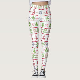 Moderner nordischer Strick Ugly Sweater Red Green Leggings