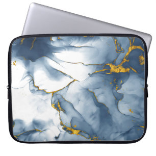 Moderner Notebook-Rückzug aus Aquamarin-Gold-Marm Laptopschutzhülle