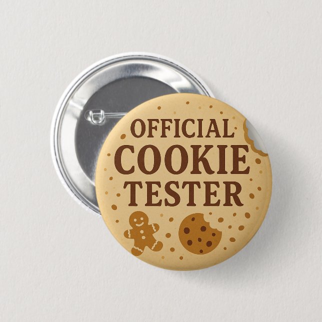 Moderner offizieller Cookie-Tester Lustiges Weihna Button (Vorne & Hinten)