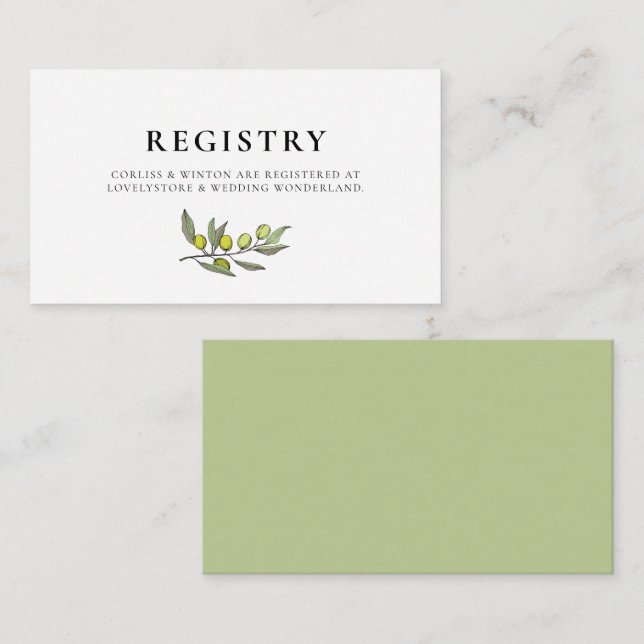 Moderner Olive Branch Ehering Card Begleitkarte (Vorne/Hinten)