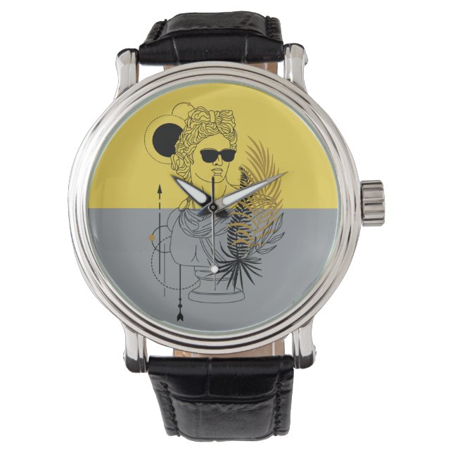 Moderner olympischer Gott Apollo Colorblock Armbanduhr (Vorderseite)