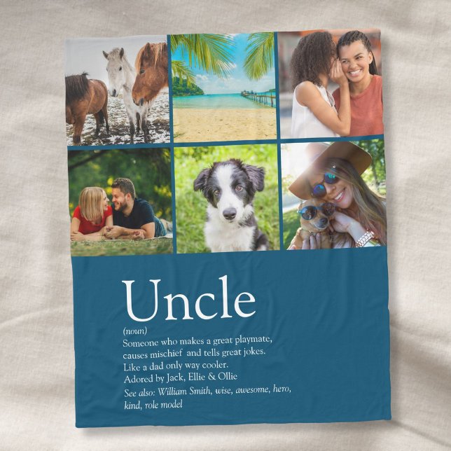 Moderner Onkel, Funcle-Definitions-Spaß Blau 6 Fot Fleecedecke (Modern Uncle, Funcle Definition Fun Blue 6 Photo Fleece Blanket)