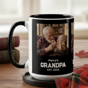Moderner Opa Gegründet Est. Name Jahr Foto Zweifarbige Tasse