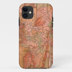 Moderner orange Blumendruck auf abgestreiftem iPhone 11 Hülle