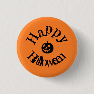Moderner Orange Happy Halloween Pumpkin Button