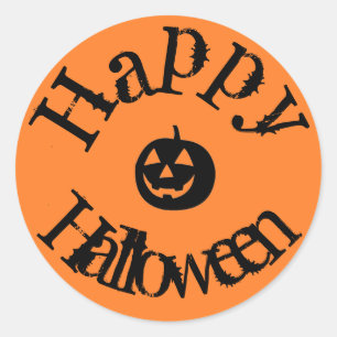 Moderner Orange Happy Halloween Pumpkin Runder Aufkleber