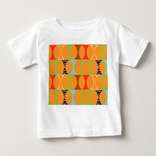 Moderner Orange Pattern Baby T - Shirt Mitte Jahrh (Vorderseite)