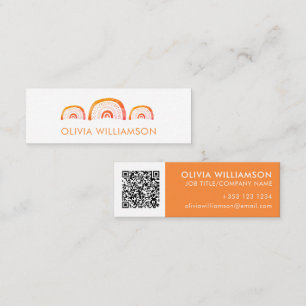 Moderner Orange Regenbogen-Wasserfarben-QR-Code Mini Visitenkarte