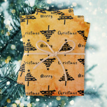 Moderner Orange Schwarzer Weihnachtsbaum Muster Ur