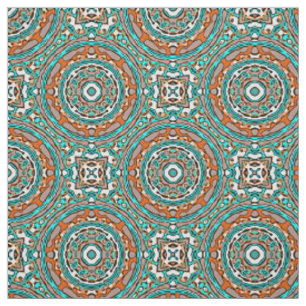 Moderner orange Türkis-ethnisches Mosaik-Muster Stoff