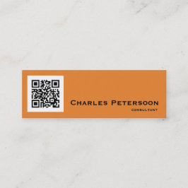 Moderner orange und schwarzer QR Code-Berater Mini Visitenkarte