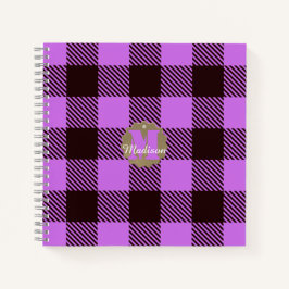 Moderner Orchid Black Kariert Tartan Personalisier Notizbuch