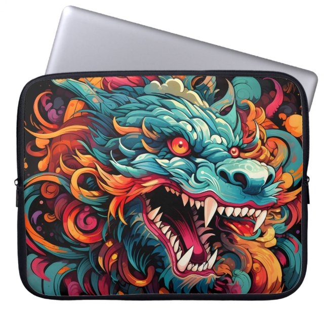 Moderner Orientalischer Drache Majestät Laptopschutzhülle (Vorderseite)