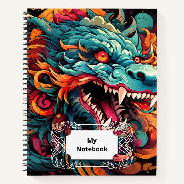 Moderner Orientalischer Drache Majestät Notizbuch (Vorderseite)