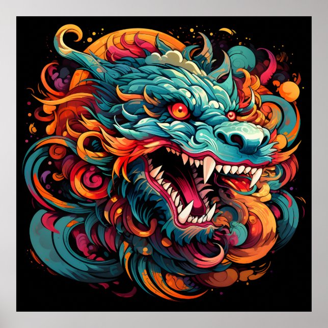 Moderner Orientalischer Drache Majestät Poster (Vorne)