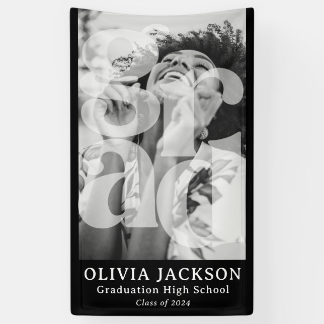 Moderner Overlay Letter GRAD Foto Abschluss Banner (Vertikal)