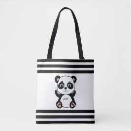 Moderner Panda Bär & Schwarz-weiß gestreift Tasche